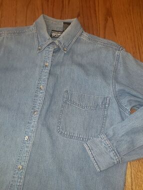 Vtg Blue Jean Button-down Shirt by Mountain Tek Sport Size: M
